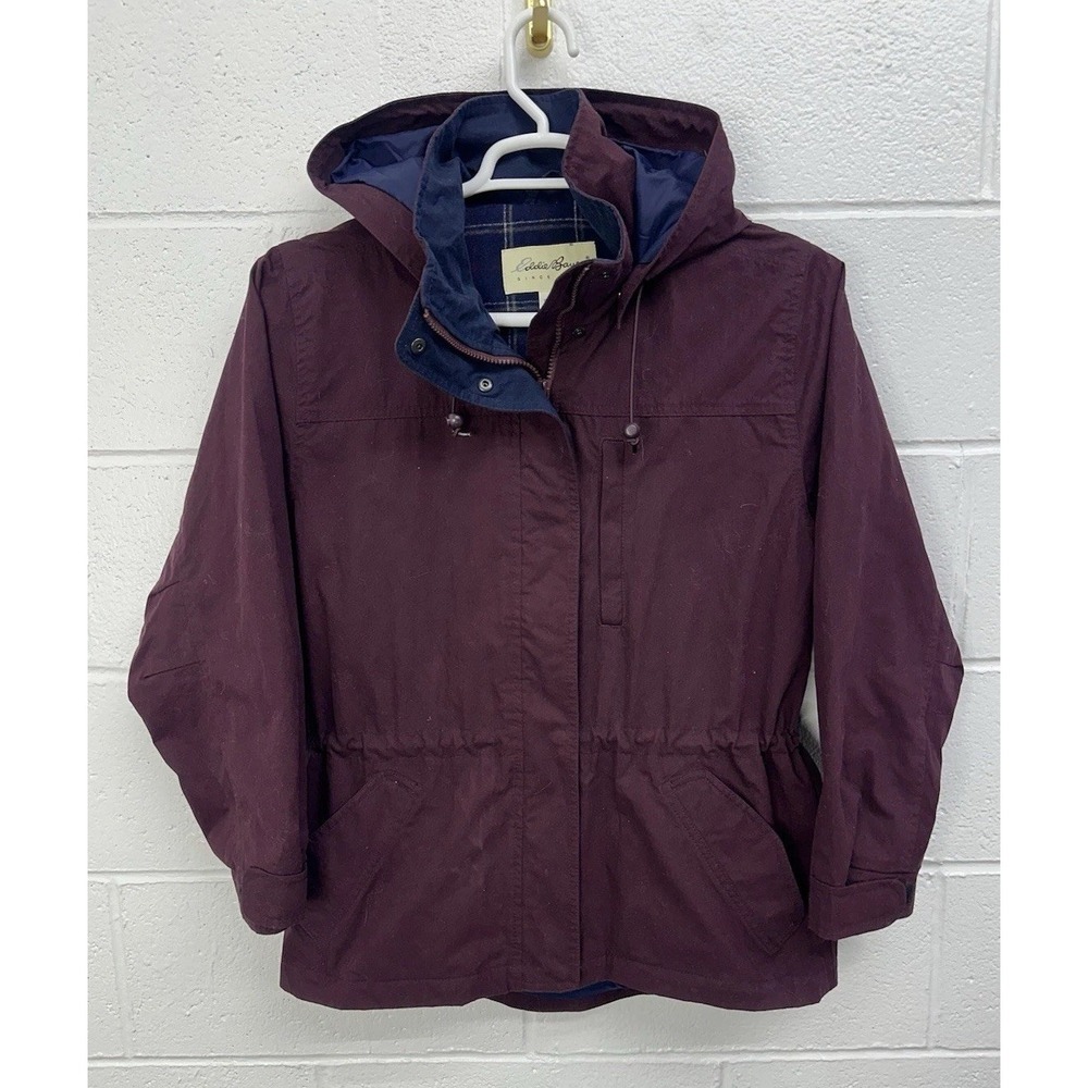 Eddie Bauer Women's‎ Wool Lined Hooded Anorak Jacket Maroon / Size Small